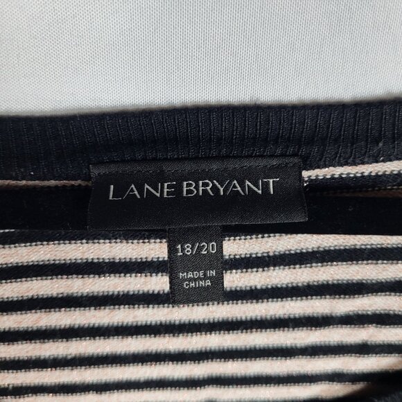 Lane Bryant Cardigan Sweater Women's Plus SZ 18/20 Black Gold Striped Metallic - Picture 4 of 8